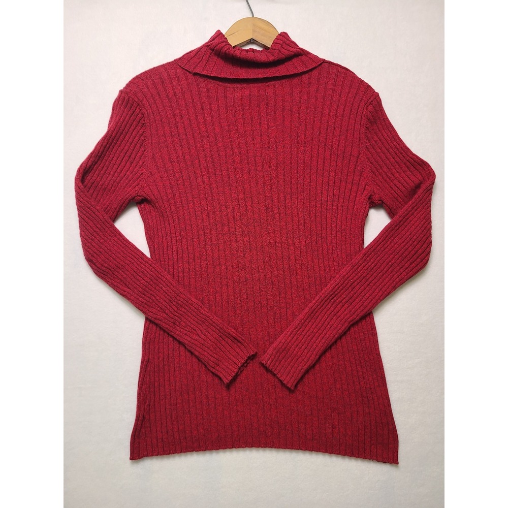 Hannah Large Turtleneck Sweater Classic Ribbed Knit Red Cotton Preppy Minimalist